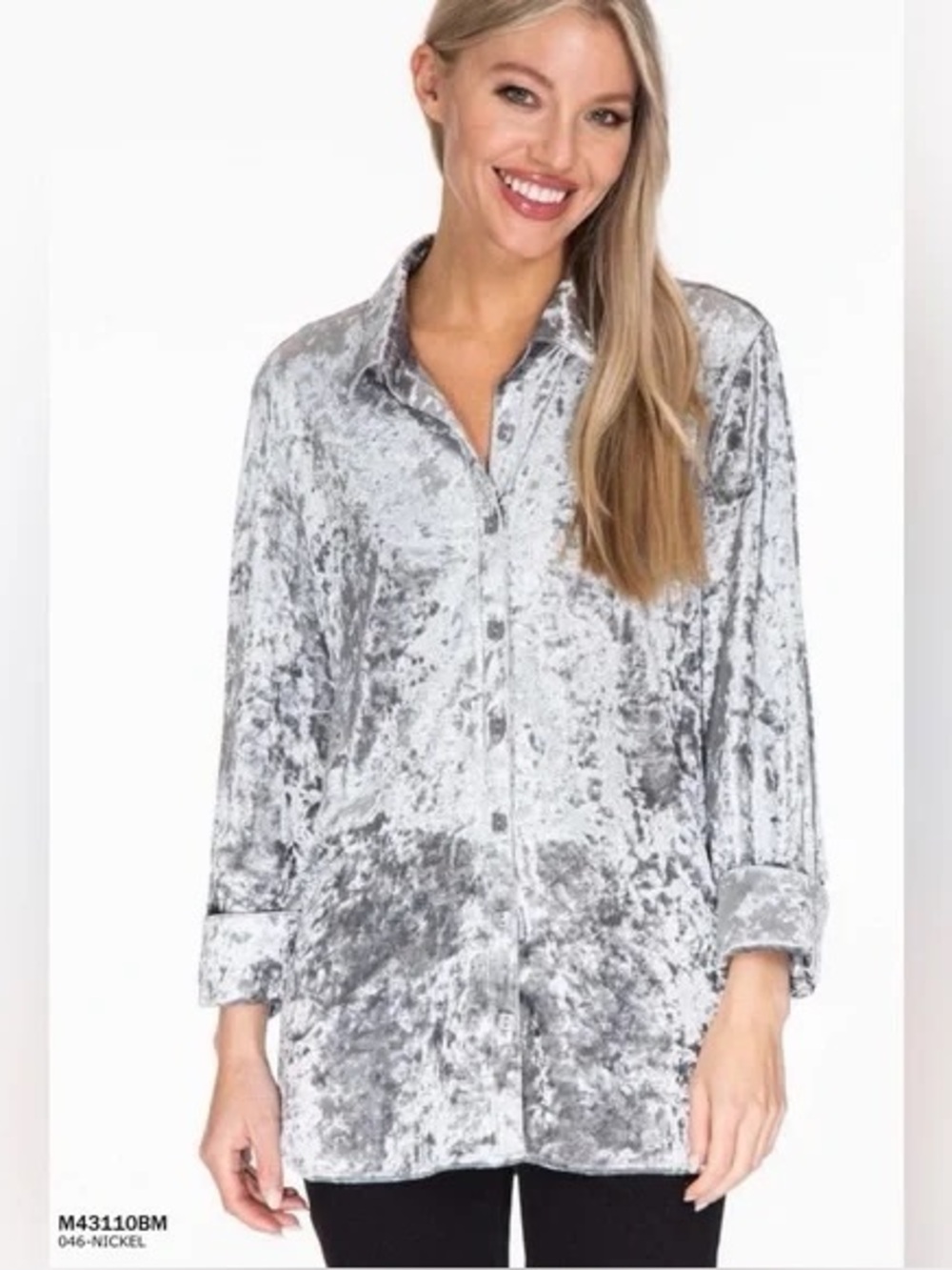Equipment Light Blue Velvet Top